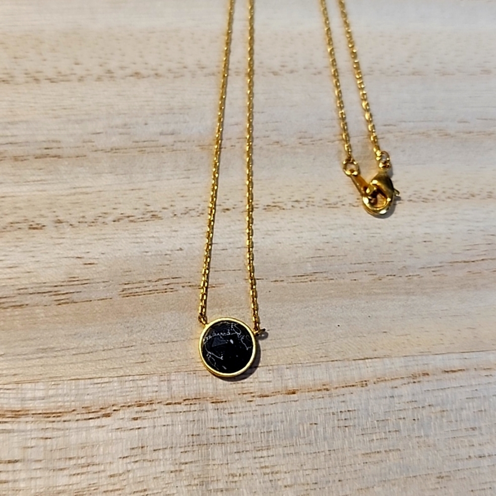 Necklace with black-ish stone, dual sided